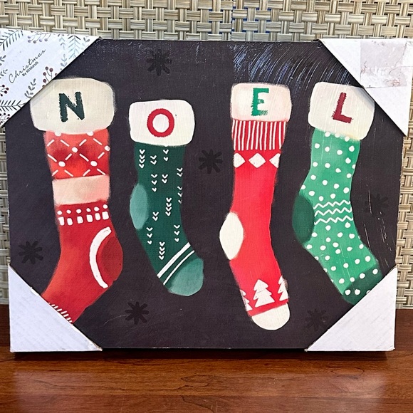 🎄🌟2xHP🌟NOEL Christmas Stockings Tabletop or Wall Decor by Kirklands - Picture 2 of 8